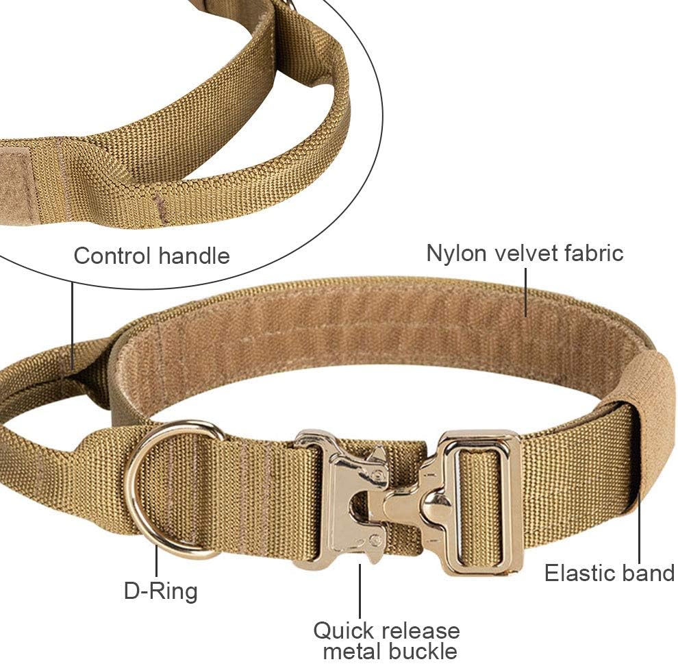 EXCELLENT ELITE SPANKER Milltary Adjustable Tactical Nylon Dog Collar Heavy Duty Dog Collar with Metal Buckle and Control Handle(COB) - Image 4