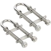 Amarine Made Pair of Stainless Steel Marine Boat Stern Bow Eye Tie Down U Bolt (Silver, 1/2" Dia - 3-1/2" Thread Lenght)