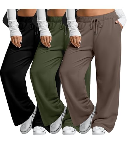 Amazon.com: Evervibe 4 Pack Women's Plus Size Pants, Wide Leg