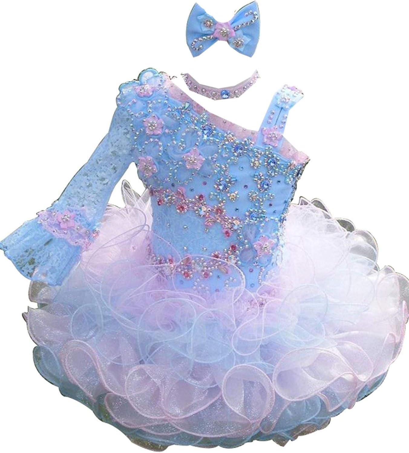 Baby Girls Single Long Sleeve Short Birthday Party Cupcake Pageant Dresses