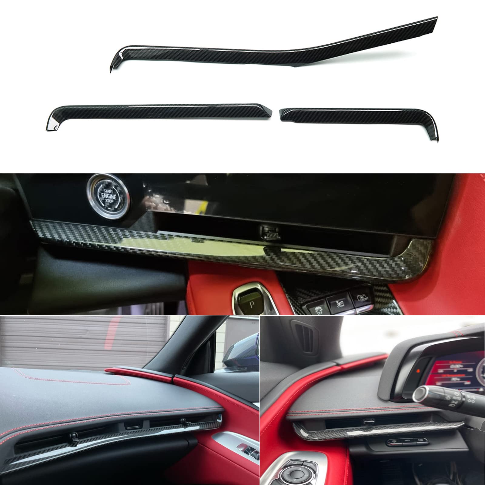 5Pcs Carbon Fiber Interior Dashboard Cover Trim For Chevrolet Camaro 2016-2022 E - Foto 5