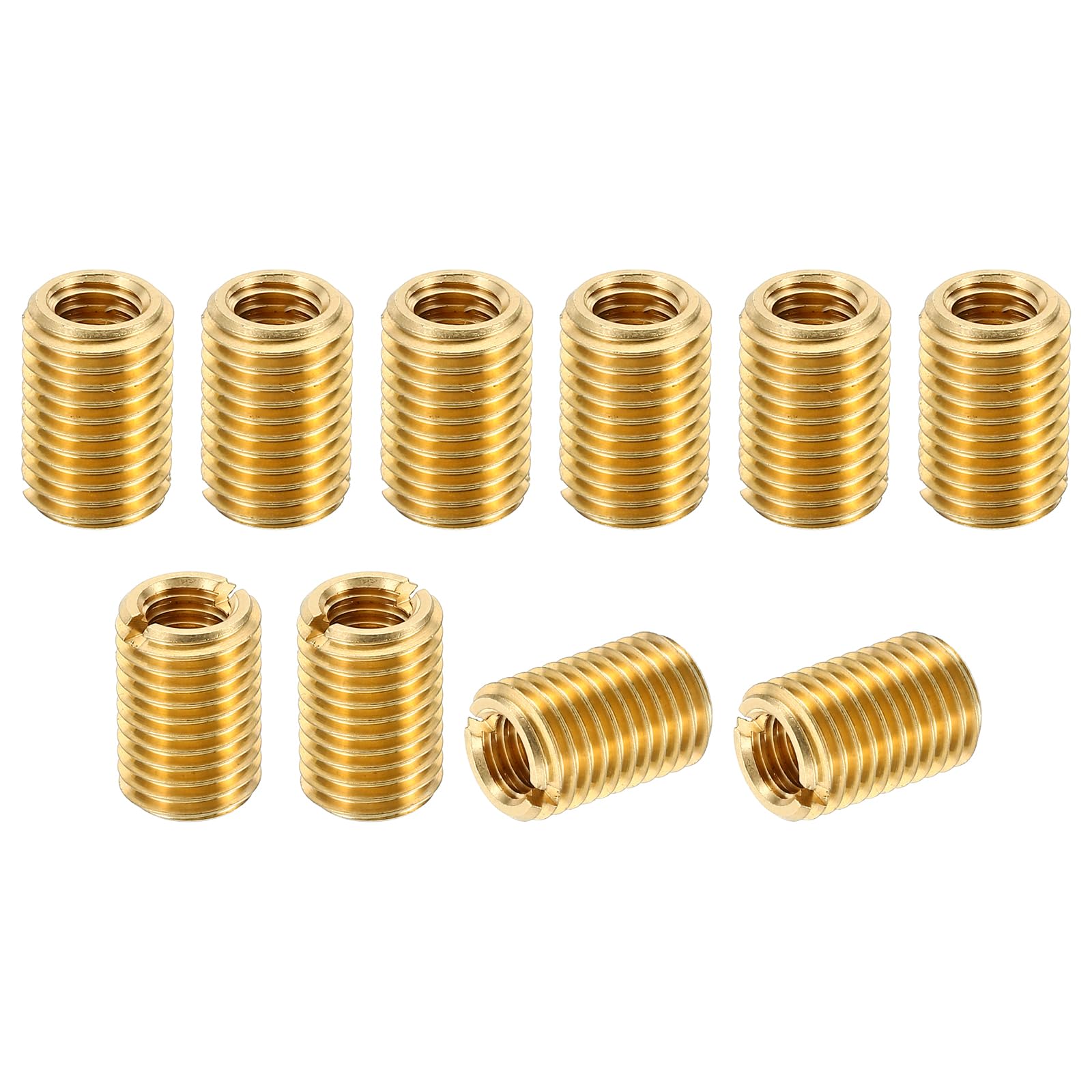 PATIKIL Brass Threaded Repair Insert Nut, 10 Pcs M12x1.5 Male to M8x1.25 Female Thread Sleeve Inserts Reducing Nut Adapter Reducer Screw Sleeves 18mm
