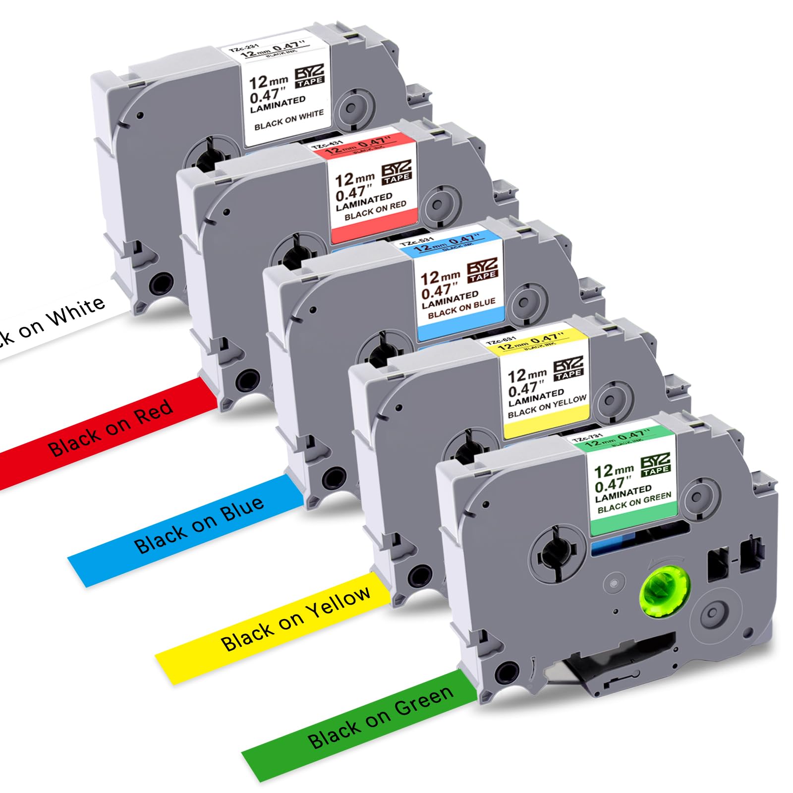 UNOKA Ptouch Tape 12mm Replace for Brother Label Printer Tape Colour, TZe Tz Label Laminated for P-Touch Labeler PT-H101C H107 H105 D400 H100R, TZe-231 TZe-431 TZe-531 TZe-631 TZe-731