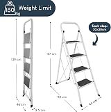 Home Vida 4 Step Ladder Heavy Duty Steel Folding 150kg White view 2