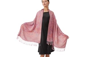 Paisley Pashmina Rave Shawl Scarf-Women's Reversible Ethnic Jacquard Pashmina Wraps for Evening Dresses Travel Shawl