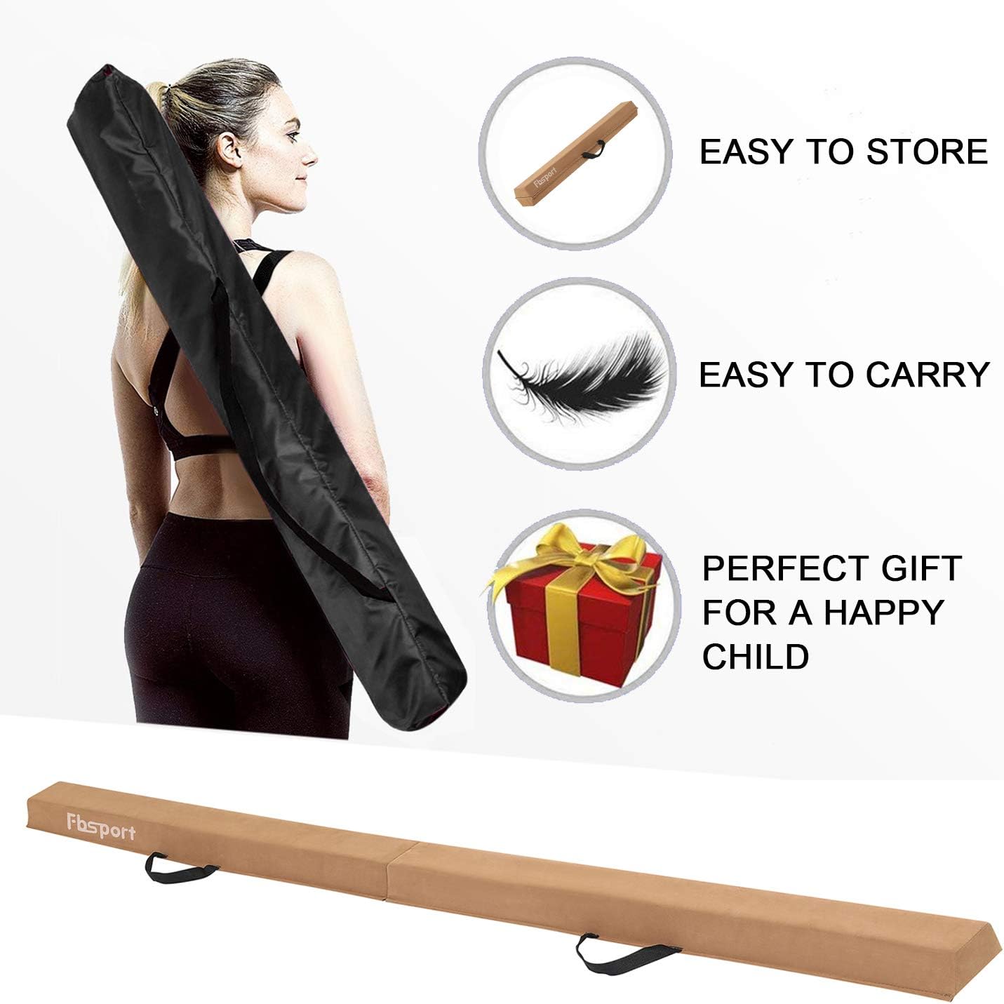 FBSPORT Poutre D'équilibre Pliable 270 Cm - Pour Entraînement Gym Enfant à La Maison