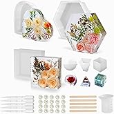 Sweetfamily Resin Molds Silicone Kit - 3 PCS Large Molds for Flowers Preservation, Starter Kit With Large Hexagonal and Squar