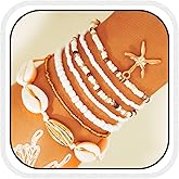 CASDRE Seashell Clay Bead Bracelet Gold Starfish Stretch Stackable Bracelets Summer Beach Layering Bracelet for Women