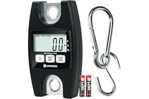 UNIWEIGH Digital Hanging Scale 660lb/300kg,Handheld Mini Industrial Crane Scales with Hooks,Luggage Scales with LCD/Hold/Tare Functions for Weighing,Farm Hunting,Fishing Outdoor,Suitcases(Black)