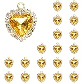 uxcell 20 Pcs Rhinestone Heart Charm Crystal Heart Rhinestones Pendants Flat Back Craft Supplies for Jewelry Making Bracelet Necklace Earring Pendant DIY Accessories