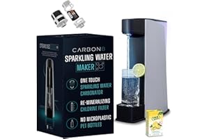 Carbon8 Sparkling Water Maker Machine - Home Soda Stream Machine, Screw-In CO2 Carbonator, Countertop Water Mineralizer, Seltzer Soda Maker Machine Dispenser - CO2 Cylinder Not Included - Aluminum