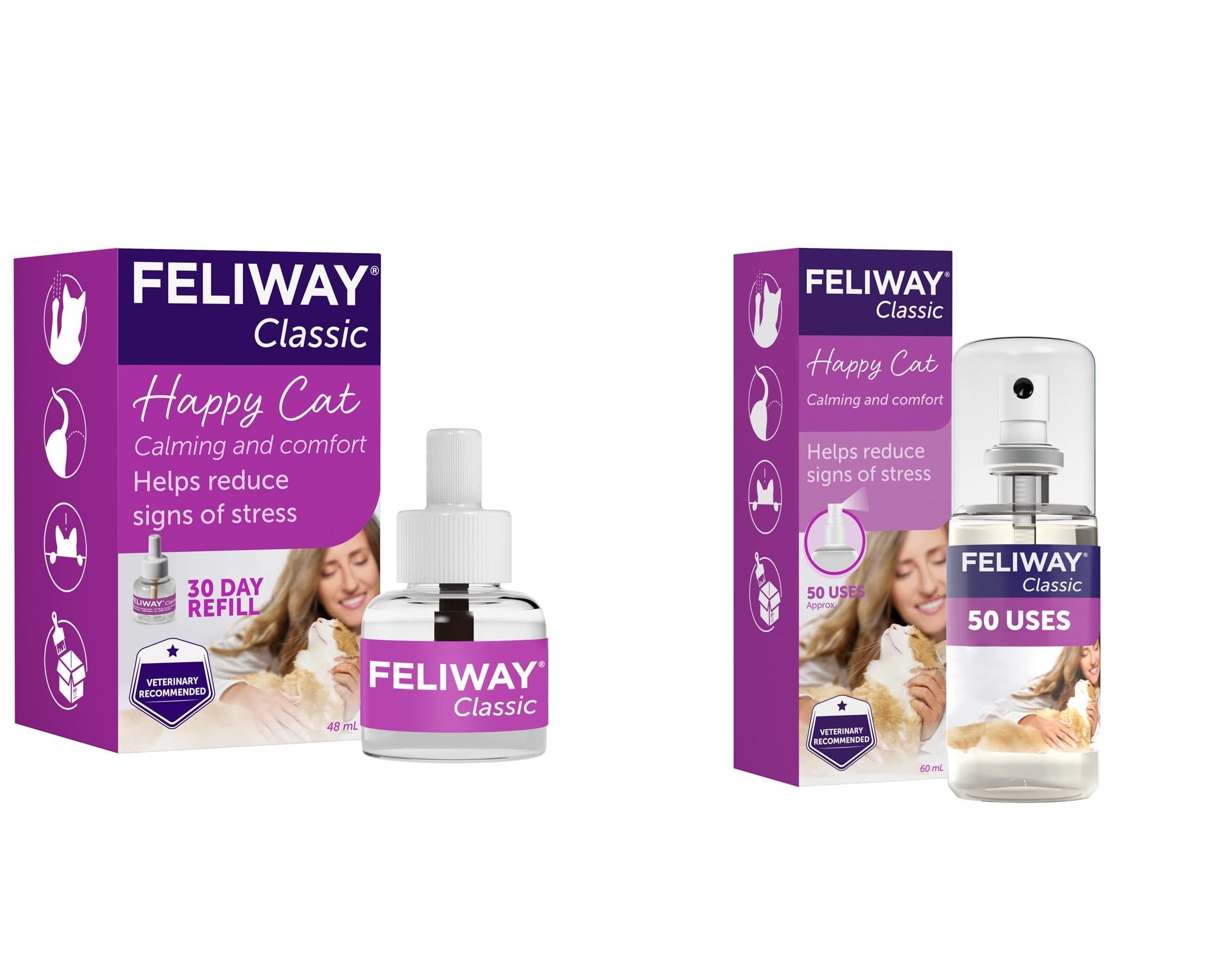 Feliway Classic 60 ml Spray with Classic 30 Day Refill, 48 ml