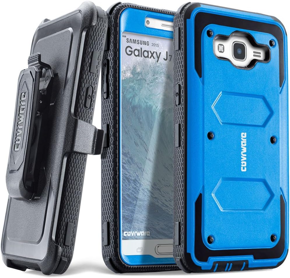 COVRWARE Galaxy J7 (2015)/ J700 [Aegis Series] Built-in [Screen Protector] Heavy Duty Full-Body Rugged Holster Armor Case[Belt Clip][Kickstand](T-Mobile/MetroPCS/Boost Mobile/Virgin), Blue