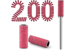 Cellentool 200 Pcs Nail Drill Bits Small Sanding Bands with 3.1mm Mandrel Bit, Mini Sanding Bands Nail File for Acrylic Gel Manicures and Pedicure (Rose Red, 180 Grit)