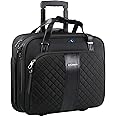 KROSER Rolling Laptop Bag Premium Rolling Laptop Briefcase Fits Up to 15.6 Inch Laptop Water-Repellent Overnight Rolling Computer Bag with RFID Pockets for Travel/Business/Women (Quilted)