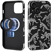 AshaPro for iPhone 13/14 Case Compatible with MagSafe 2-in-1 Glossy All Inclusive Anti Fall Doublelayer Protection Soft TPU+PC Back Pattern Case for iPhone 13/14 6.1inch for Boys Dinosaur Fossil