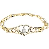 J&H DiaJuvelo Virgin Mary Bracelet for Women Catholic Trendy Cubic Zirconia Christian Dainty Charm Rhinestone Gold Jewelry Mujer Virgen de Guadalupe Pulseras Holy Gifts