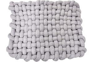 Wonder Space Knotted Braided Plush Mat, Baby Infant Newborn Sleeping Tummy Time Playing Nursery Rug Knot Floor Cushion, Handmade Pure Soft Fabric, Fashion Cute Toddler Children Room Decor, Grey