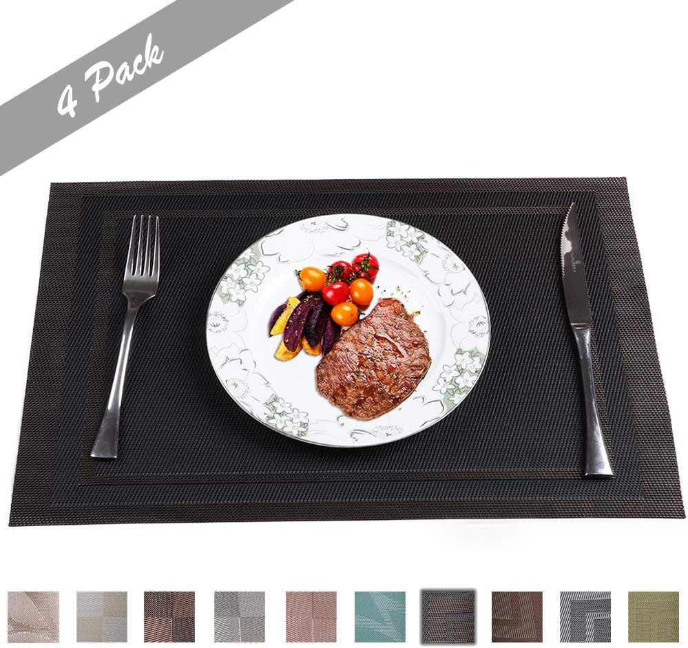 PREMIUM CARE Set of 4 Placemats for Table Heat-Resistant Skid-Proof Table Mats Dining Table Woven Stain Resistant Easy to Clean