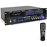Pyle Bluetooth Hybrid Home Amplifier - 6-Channel 2000W Rack Mount Power Amplifier Receiver w/ Radio - Dual 10 Band EQ, Karaoke Microphone x2, USB, RCA, COAX, OPT, DVD Inputs, HiDef Input and Output