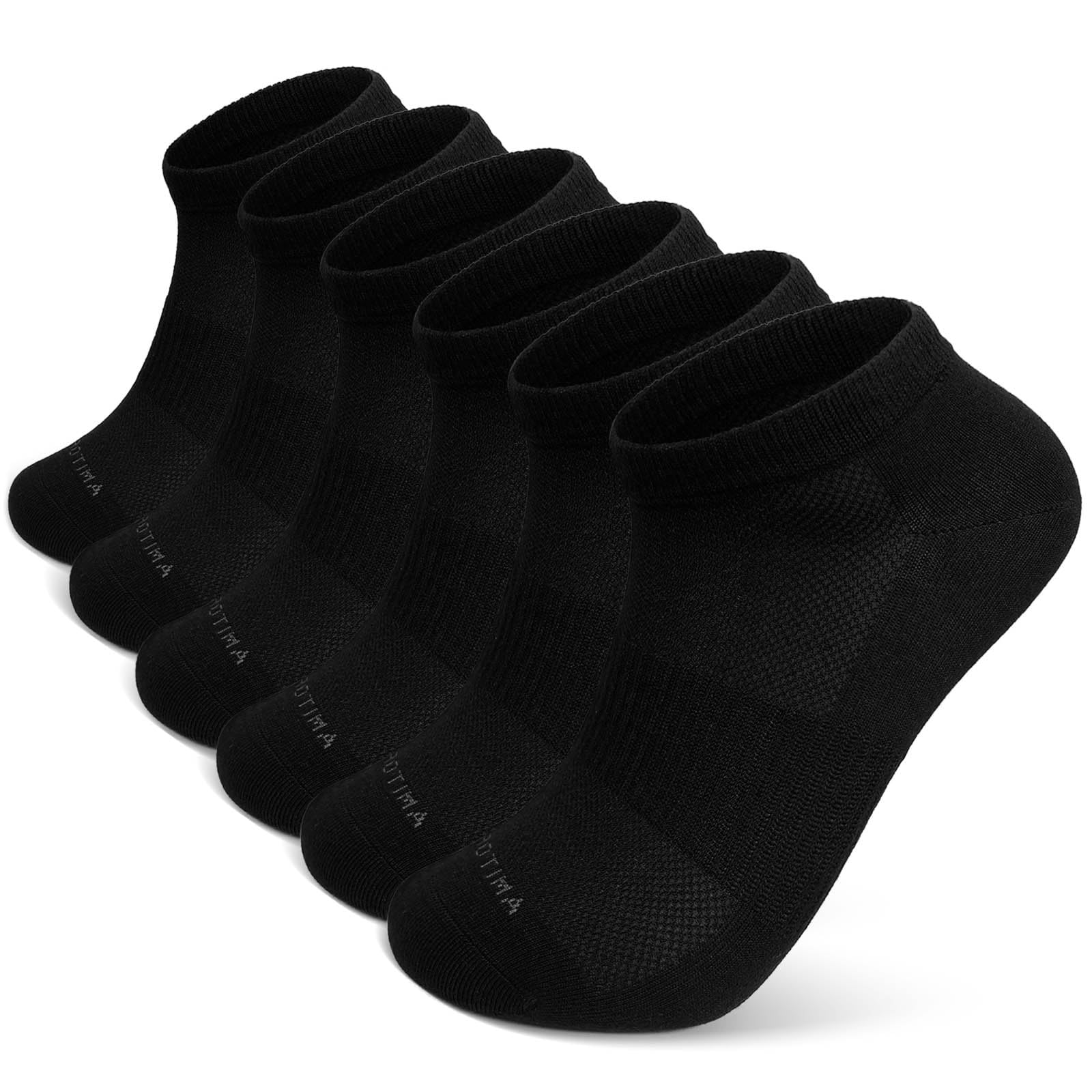 LOFIR Bambus Kurz Sneakersocken für Herren: Sommer Sneaker Socken Männer Sportsocken Atmungsaktiv Trainer Kurzsocken für Sport Wandern Spazierengehen 6 Paar Schwarz 43-46
