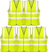 Vasego 5 Pack Hi Vis Reflective Safety Vest Yellow XL ANSI Class 2 Work Bike view 2