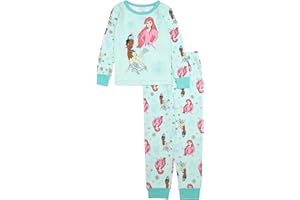 Disney Girls' 2-piece Snug-fit Cotton Holiday Matching Pajama Set, Soft & Cute for Kids