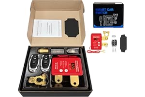 XHCSEN 12V Smart Battery Disconnect Switch with Remote Control - Perfect for Cars, Trucks, RVs, and ATVs - Features LED Voltage Display and Anti-Theft Battery Cut-Off Capability (Red-DC)