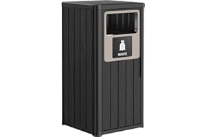 LHBGO 22 Gallon Outdoor Trash Can Waterproof Resin Garbage Can with Waste Labels Outside Trash Bin for Patio Kitchen Commercial Garbage Can Backyard or Deck Black