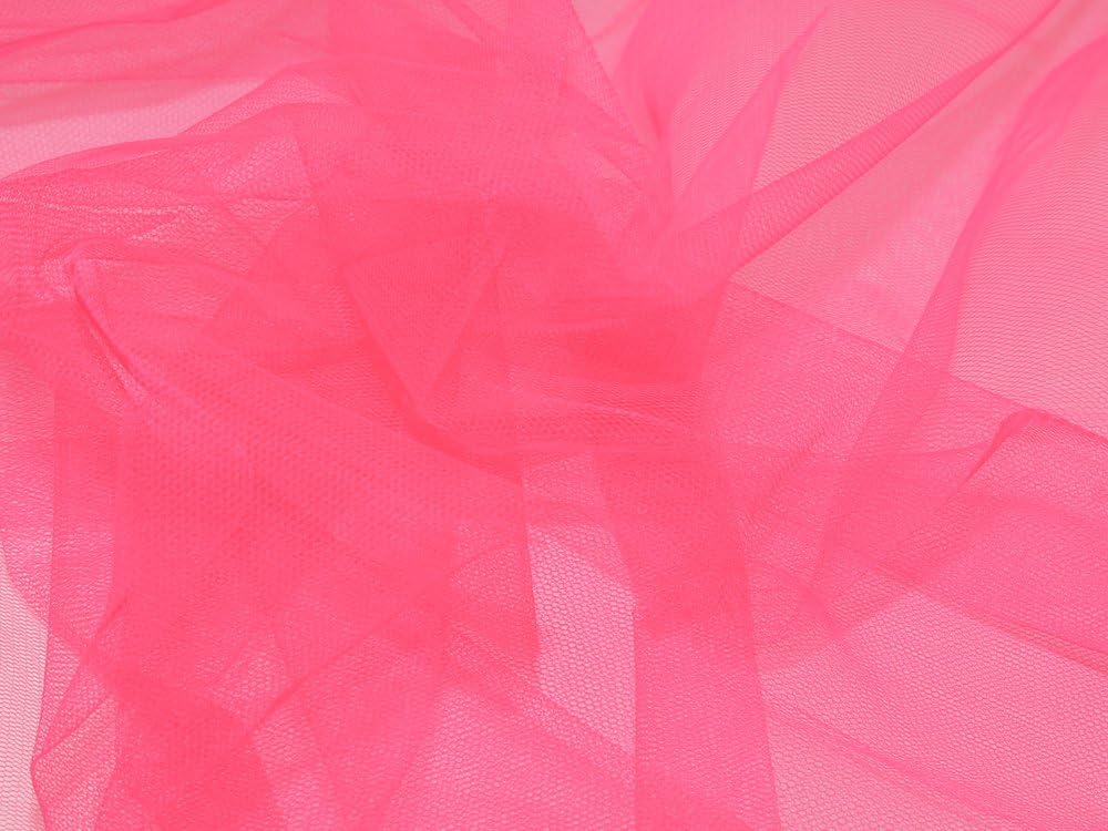 54" wide Dress Net Fabric Fluorescent Pink - per metre