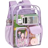 PACKISM Clear Backpack for School - 17 Inch Large Heavy Duty Clear Bookbag 3 Front Pockets for Boys Girls Students (Age 12+)