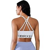 BRXL Strappy Longline Sports Bra for Women Low Impact Padded Double Spaghetti Strap Workout Athletic Yoga Gym Crop Top