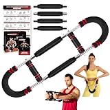 Twister Arm Trainer, 30-120 lbs Adjustable Twister Arm Chest Exerciser with 2/4 Spring & Poster for Men & Women, Detachable Power Twister Home Fitness Equipment for Enhancing Upper Body Muscle -Red