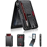 ZALVEX Wallet for Men, Mens Minimalist Wallet 9-13 Cards, Slim Compact Wallet with Money Clip & ID Window, RFID Blocking Smart Pop Up Card Wallet, Metal Aluminum Credit Card Holder Bifold Wallet