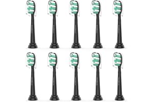 FUTULKYUS Toothbrush Replacement Brush Heads for Philips Sonicare C1 C2 ProtectiveClean 4100 5100, Electric Sonic Tooth Refill Head Plaque Control, 10 Pack, Black