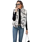 FIOPHY Womens Faux Fur Vest Stand Collar Sleeveless Zip Up Vest Cardigan Top Fuzzy Coats Jacket Fluffy Outwear with Pockets