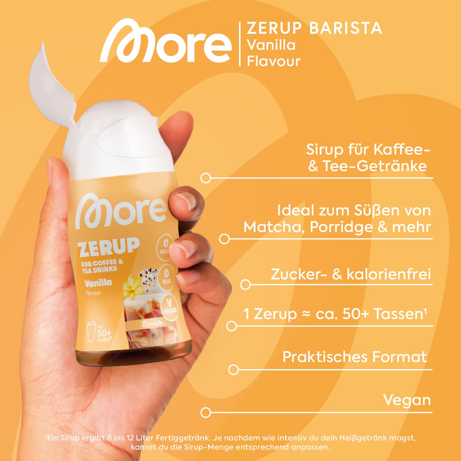 MORE Barista Zerup, Vanilla, 65 ml, für Kaffee, Tee und Heißgetränke, vegan, zero Kalorien - made in Germany 3