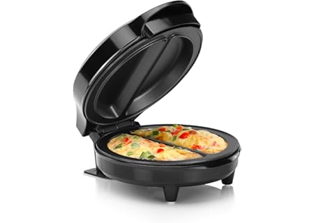 Holstein Housewares - Non-Stick Omelette and Frittata Maker, Black/Stainless Steel - Makes 2 individual servings quick and easy