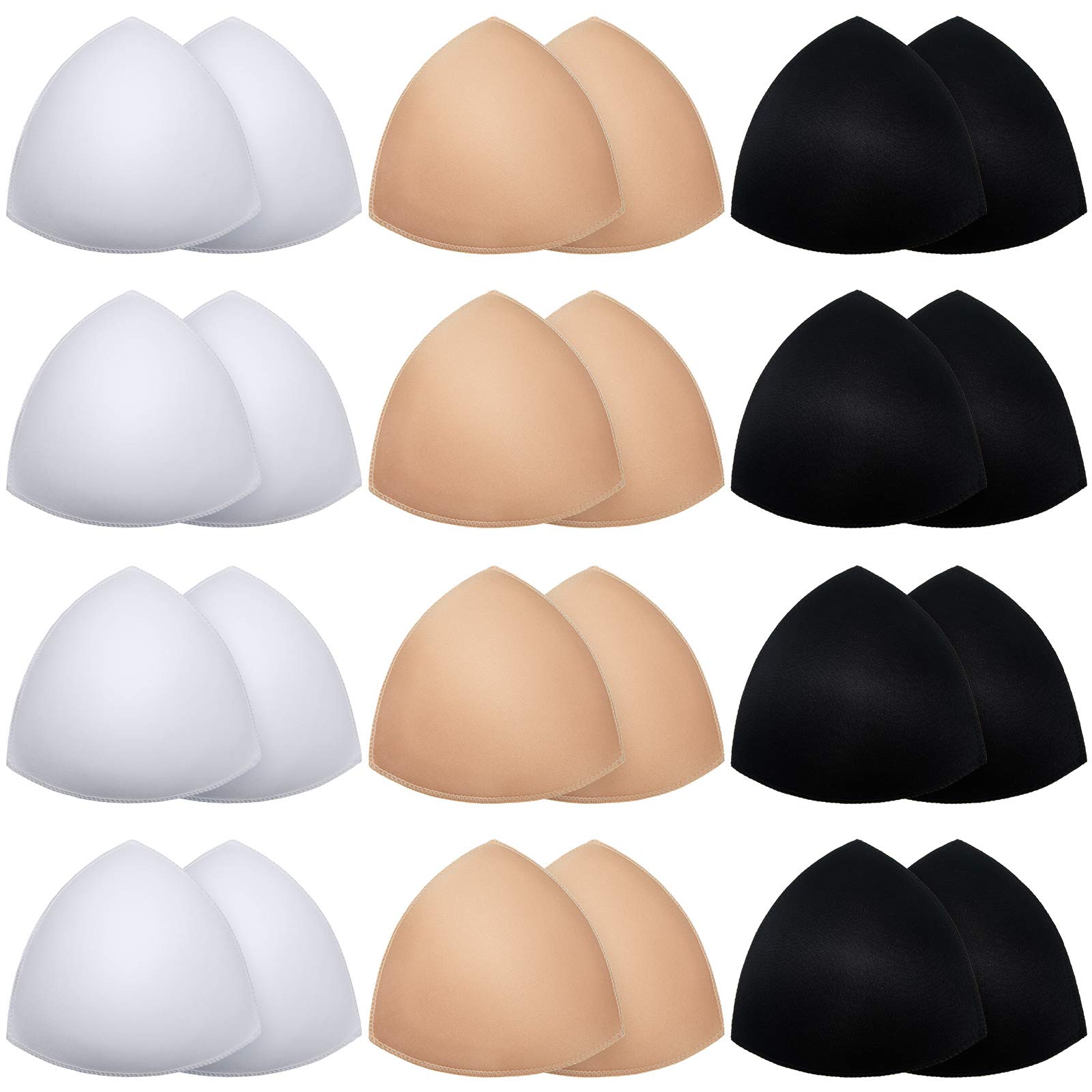 Photo 1 of Geyoga 12 Pairs Women Triangle Bra Insert Removable Sports Bra Pads Inserts Women Replacement Pad(White, Nude Color, Black)