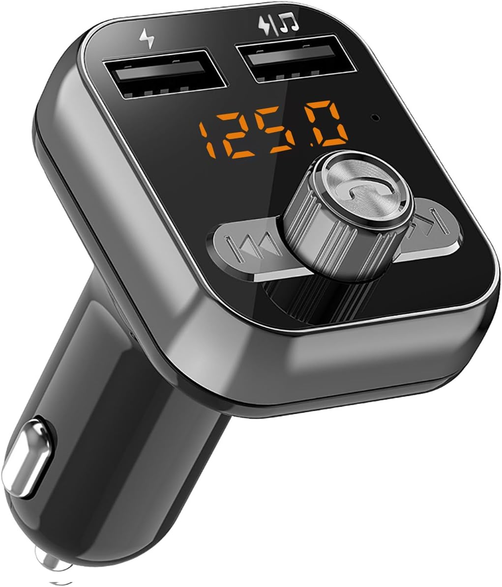 SAPE Bluetooth FM Transmitter Wireless Digital Radio In-car Transmitter Receiver Car Adapter MP3 Player Supports TF/SD Card and Dual USB Car Charge Hands-free Calling for iPhone Samsung (Rifle)