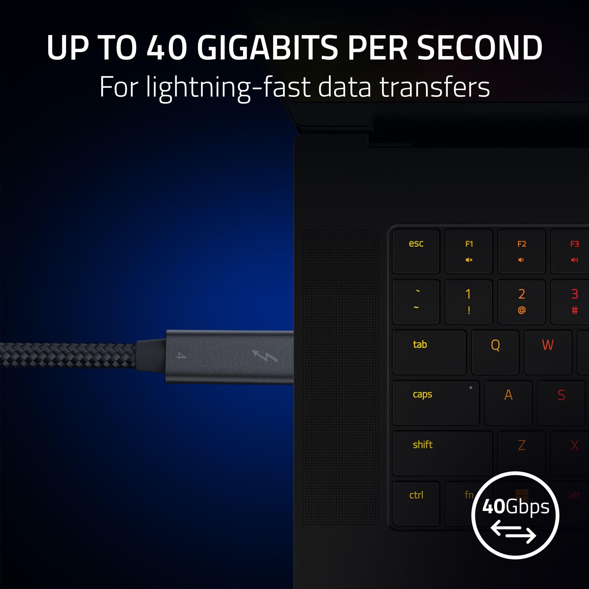 Thunderbolt 4 Cable (0.8m / 2.5ft): Up to 40 Gigabits Per Second - Up to 8K Resolutions - Up to 100W Charging - Compatible with Windows PC/Mac/Thunderbolt 3 Devices - Black