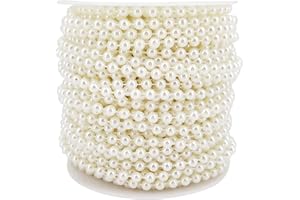 INSPIRELLE 5MM Ivory Faux Pearl Beads 25M Garland Pearl Bead Roll Strand for Wedding Party Decoration