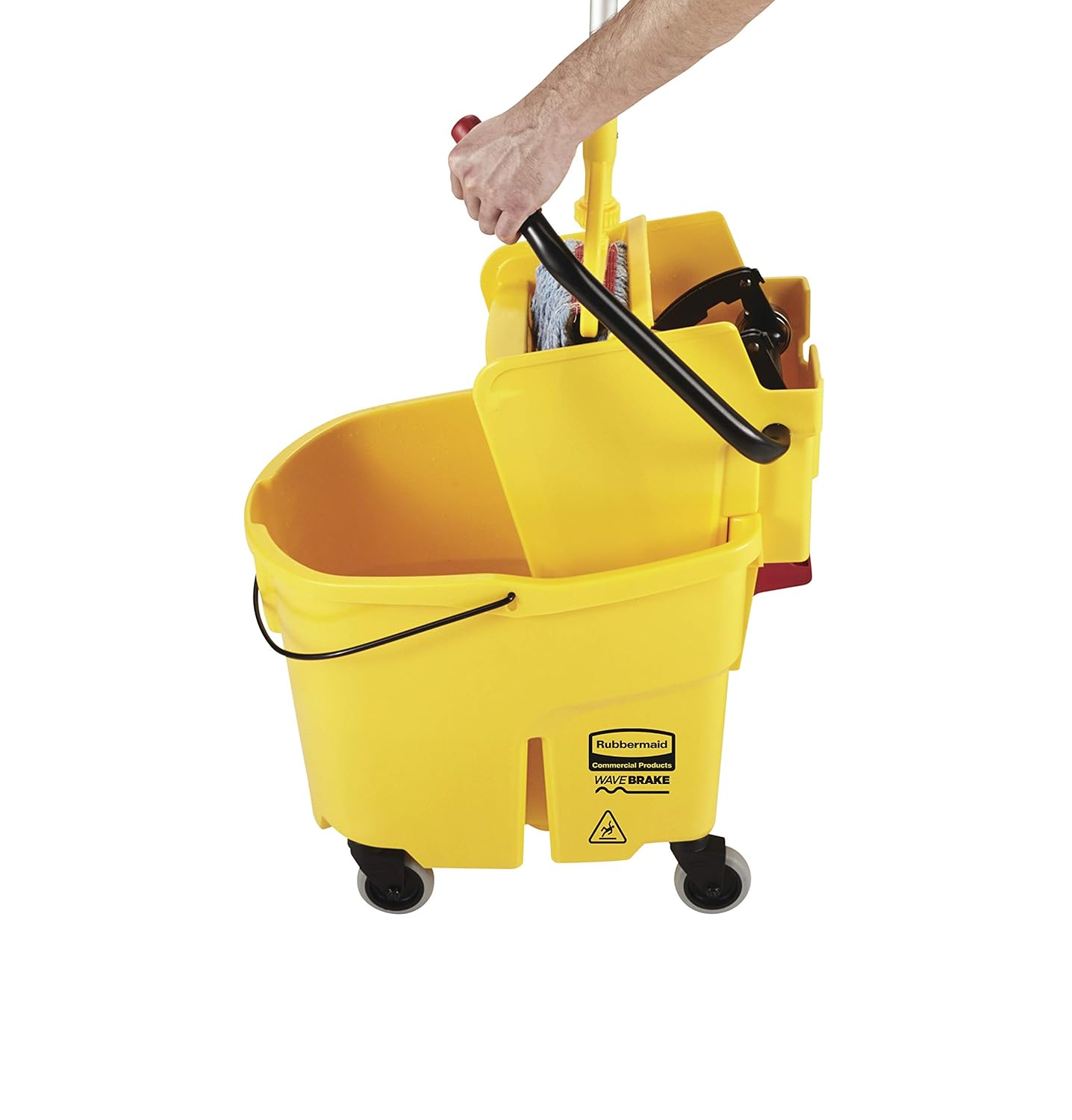 Rubbermaid Commercial Products, WaveBrake - Commercial Industrial Mop Bucket with Side-Press Wringer Combo on Wheels, 35 Quart, Yellow: Industrial & Scientific