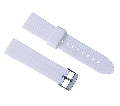 Mens Rubber Straps Wearproof Waterproof Sweatproof Pin Buckle Outdoor Diving Sport White Watch Band 22mm