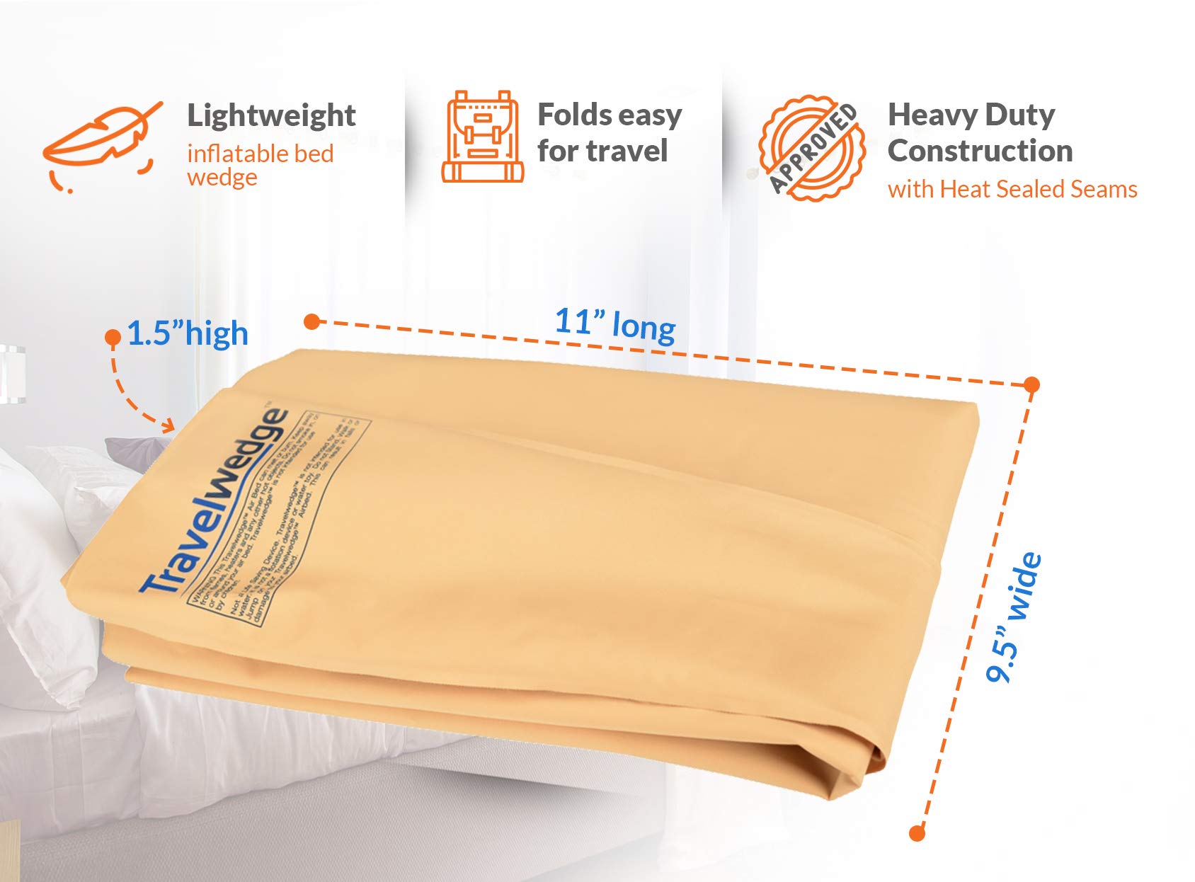 Inflatable Bed Wedge Pillow, Acid Reflux Wedge, Sleep w/Your Head