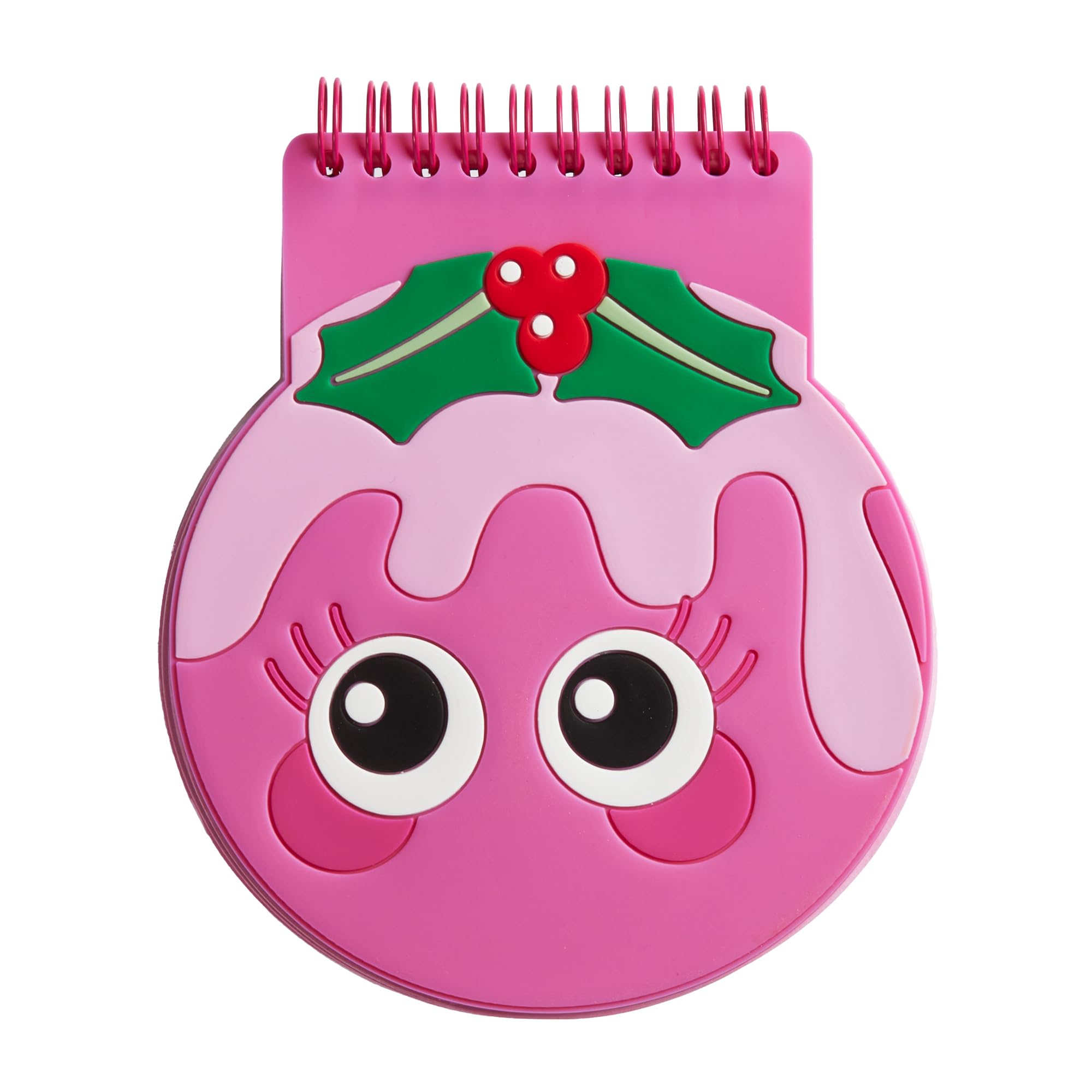 Tinc A5 Christmas Novelty Notepad - Cute Festive Pudding - Pink - Wirebound