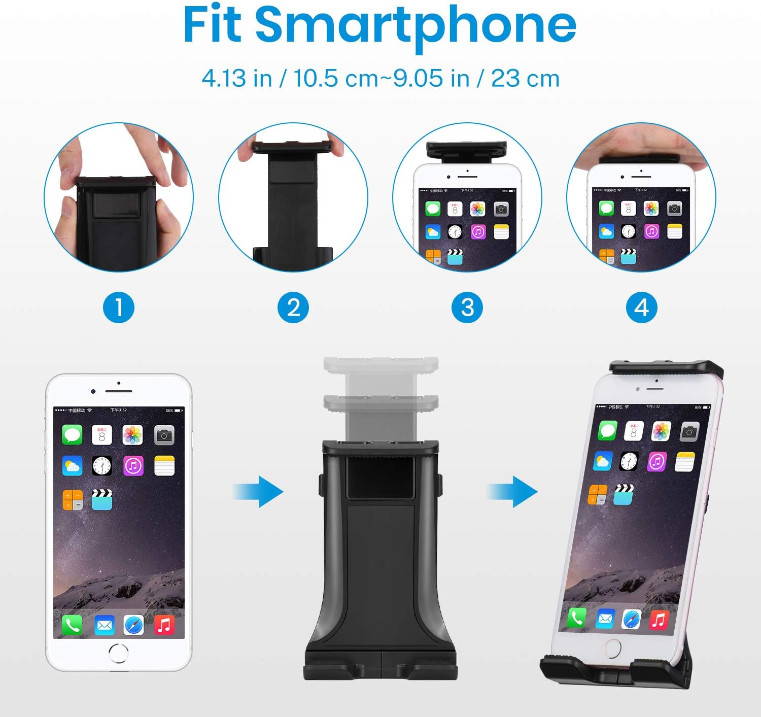 Moukey Adjustable Tablet Holder for Microphone Stands Mic Stand Clamp Mount Bracket for Smartphones 90°Flexible Tablet Stand Mmsph-1 - Image 5