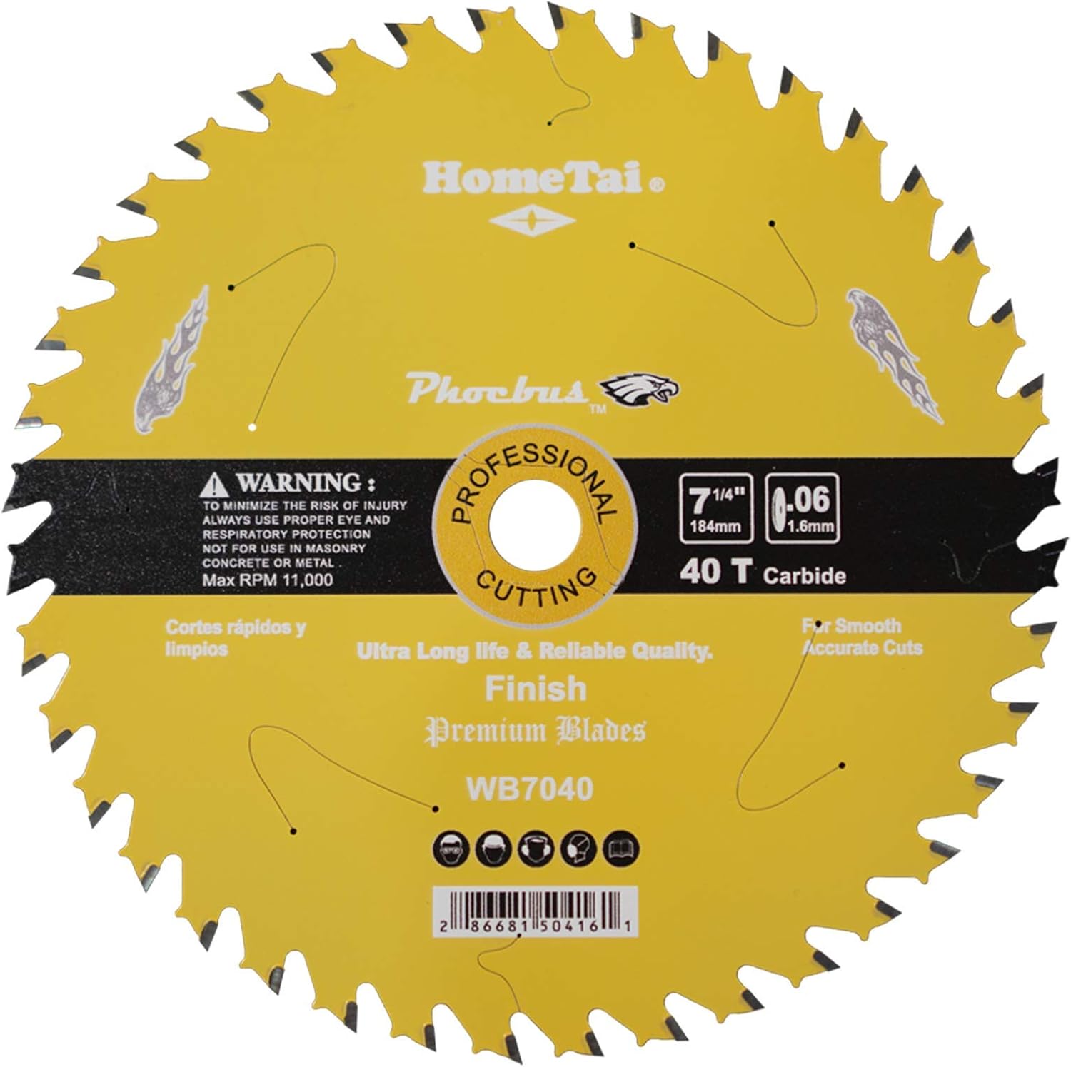 HomeTai Finish Saw Blade 40T 71/4 inch Great for Roof Shingles