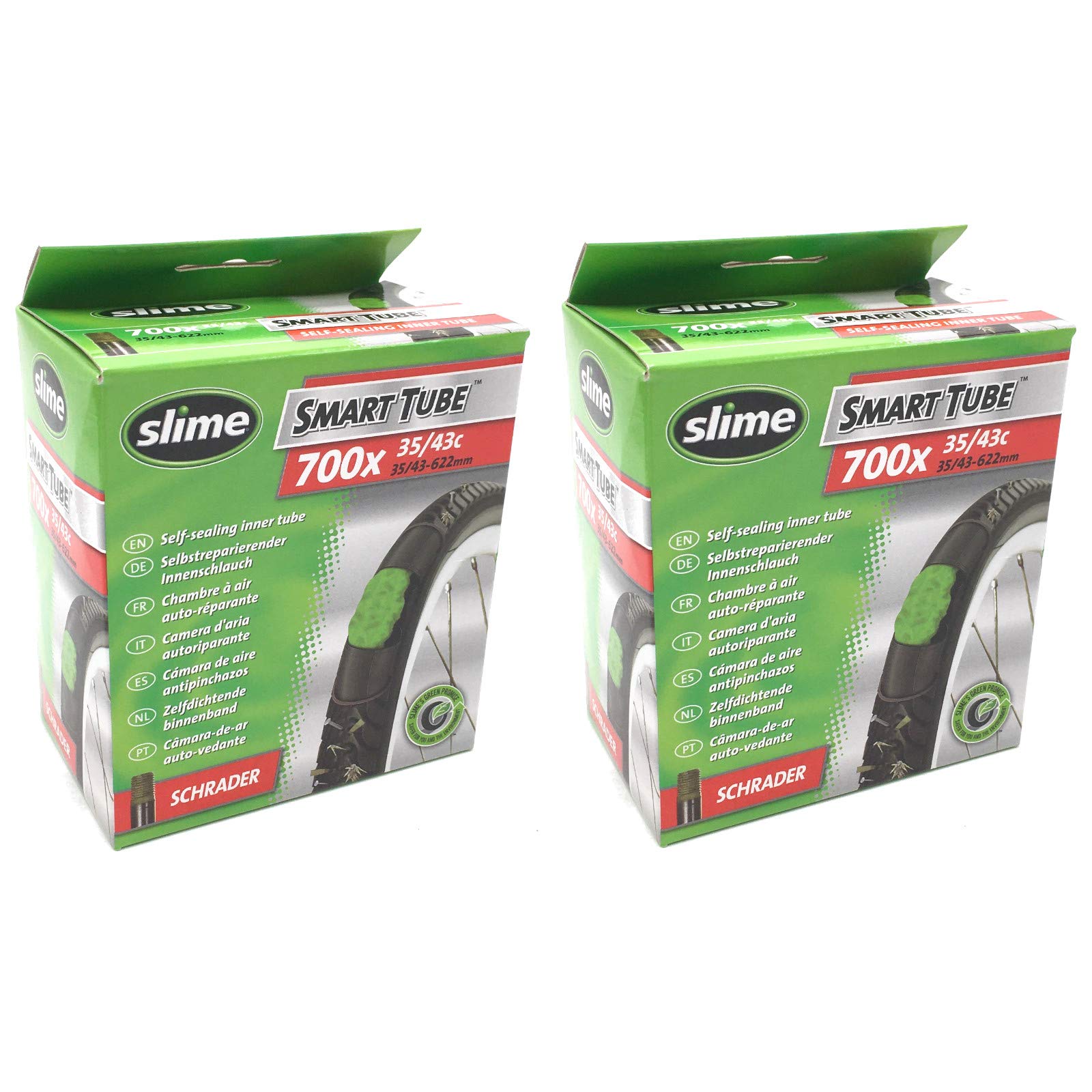Slime Smart Tube 700 X 35/43C Self Healing Hybrid Bike Inner Tubes - Schrader Valve (Pair)