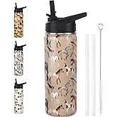 Horse Water Bottles with Straw, 18 Oz Insulated Stainless Steel Tumbler Cup Mug Horse Gifts for Women Girls Horse Lovers
